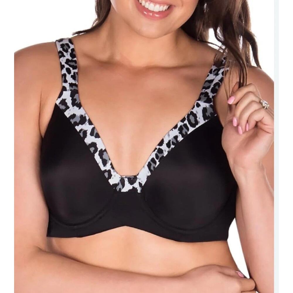 Leading Lady Brigitte 5210 Luxe Underwire Black Animal Print Molded Bra 36C